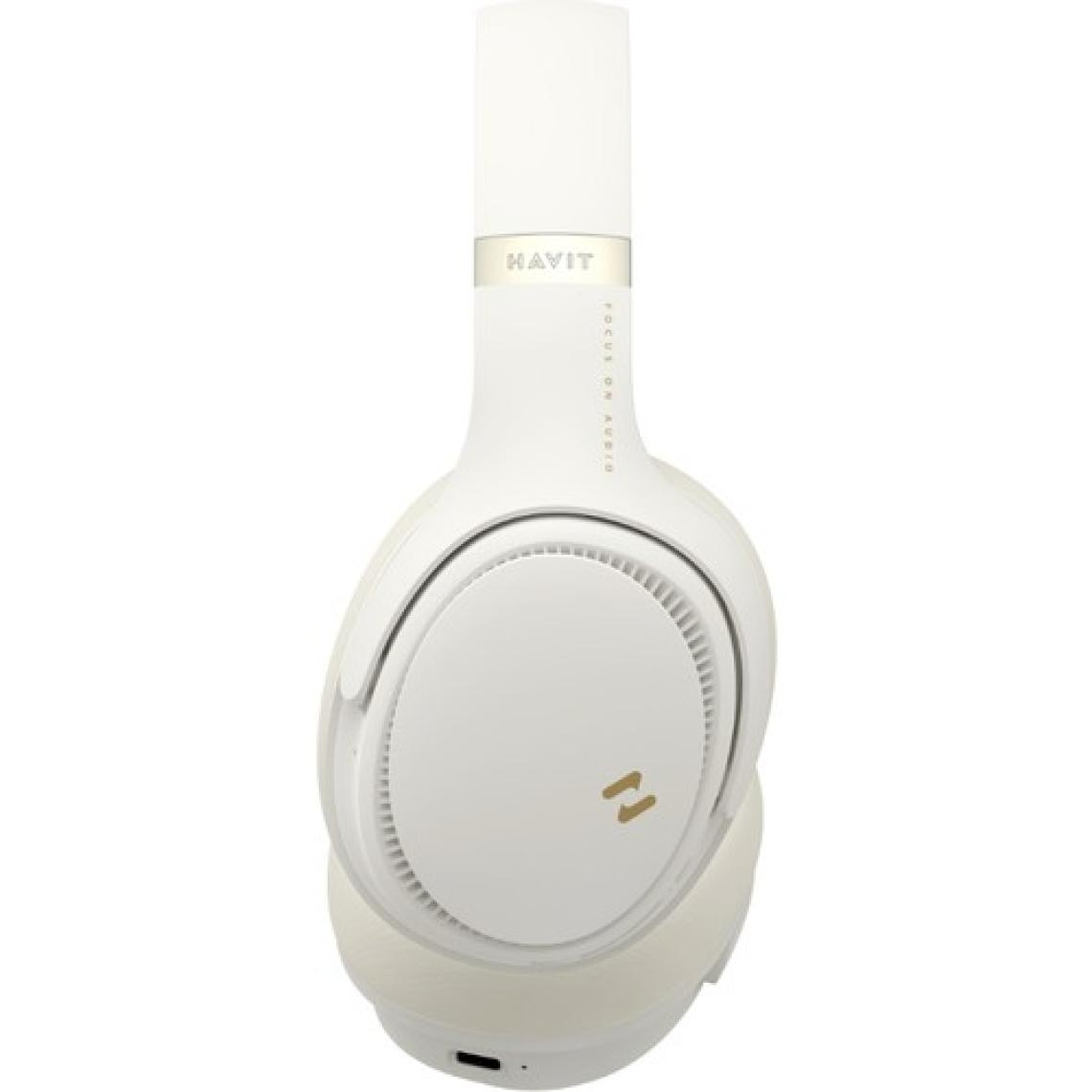 Havit H630BT Pro Anc Kulak Üstü Katlanabilir Bluetooth Kulaklık - 50 Saat Batarya Çift Cihaz Desteği - Bej