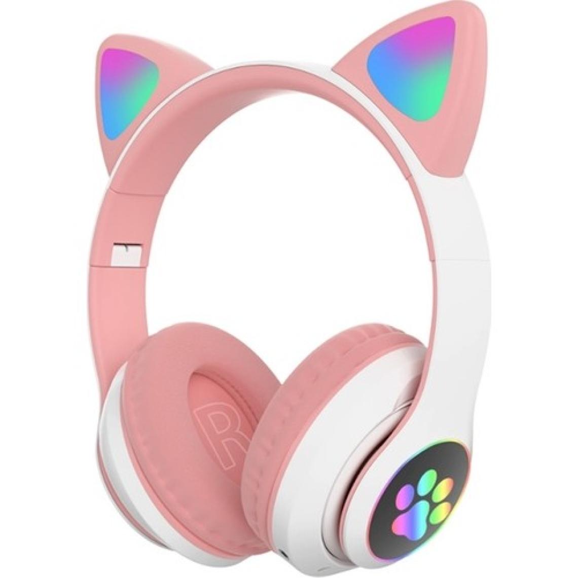 Ally 23M Led Aydınlatmalı Kedi Kulak Üstü Bluetooth Kulaklık Pembe