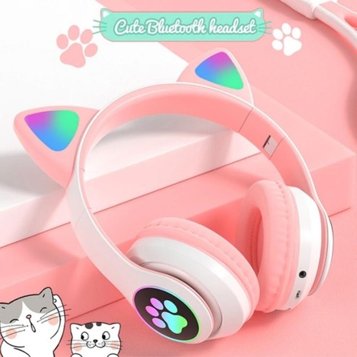 Ally 23M Led Aydınlatmalı Kedi Kulak Üstü Bluetooth Kulaklık Pembe