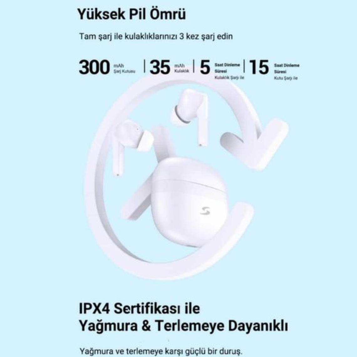 Soultech Goodmood Kablosuz Bluetooth Kulaklık Beyaz BH030B