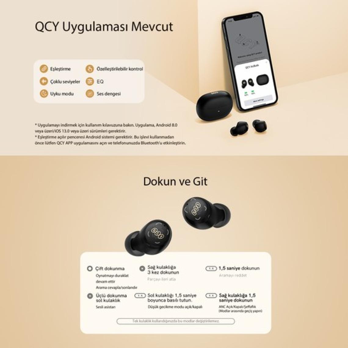 Qcy HT07 Arcbuds Siyah Anc 6 Mikrofonlu Bluetooth 5.2 Kablosuz Kulaklık