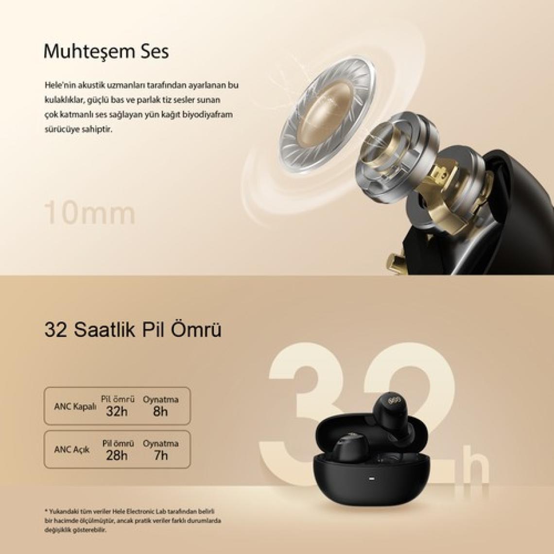 Qcy HT07 Arcbuds Siyah Anc 6 Mikrofonlu Bluetooth 5.2 Kablosuz Kulaklık