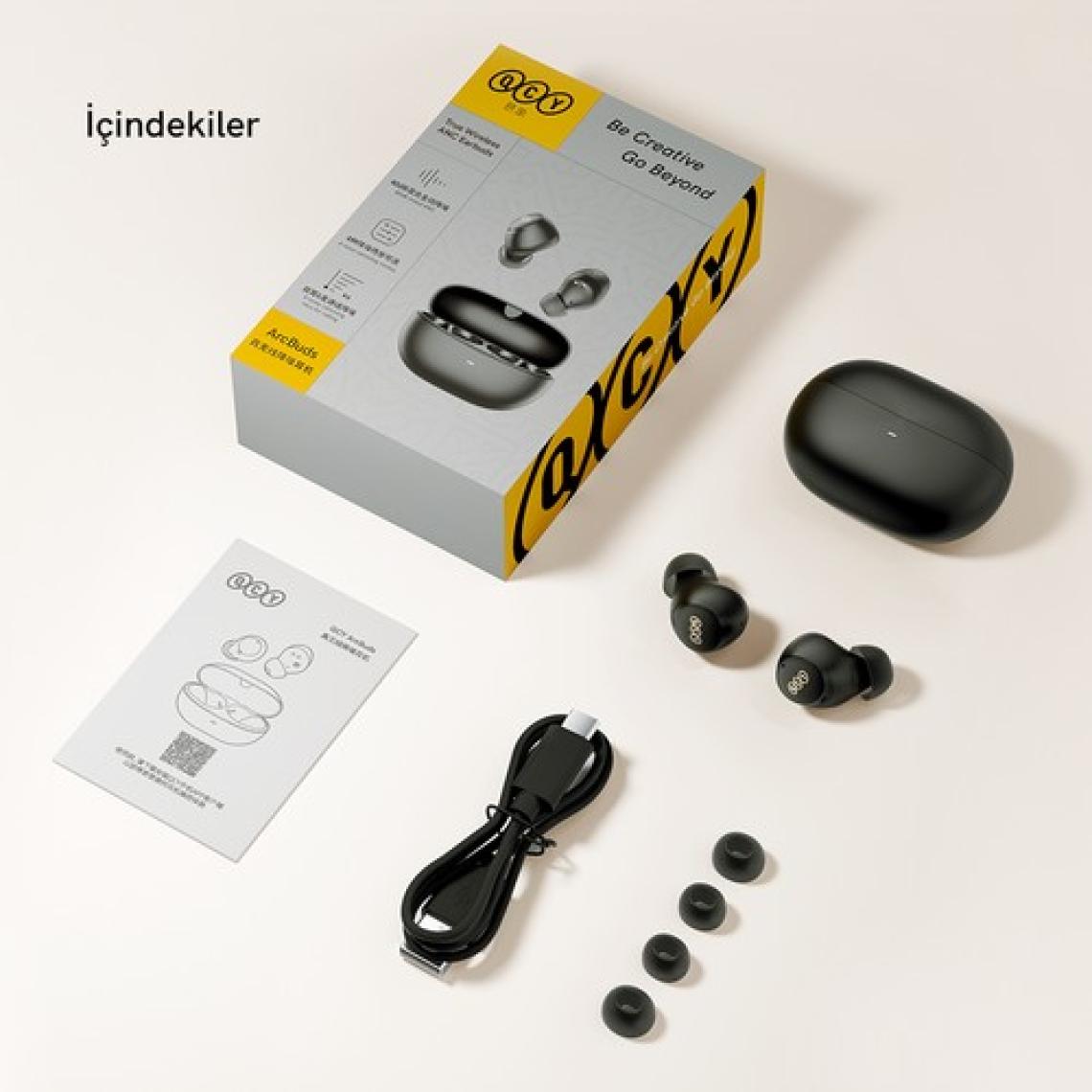 Qcy HT07 Arcbuds Siyah Anc 6 Mikrofonlu Bluetooth 5.2 Kablosuz Kulaklık