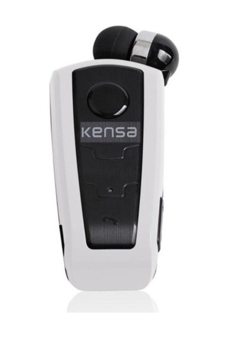 Kensa KB-200 Mono Makaralı Titreşimli Mikrofonlu Kulak İçi Bluetooth Kulaklık Beyaz