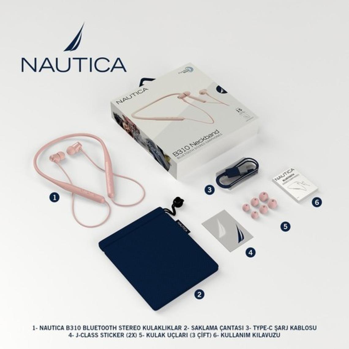 Nautica B310 Stereo Boyun Askılı Kablosuz Kulak Içi Sporcu Kulaklık Pembe