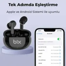 Bix Soundcraft TW1 ANC Çağrı ve Aktif Gürültü Önleyici Bluetooth 5.2 IPX4 Kulak içi Kulaklık Siyah BXTW1