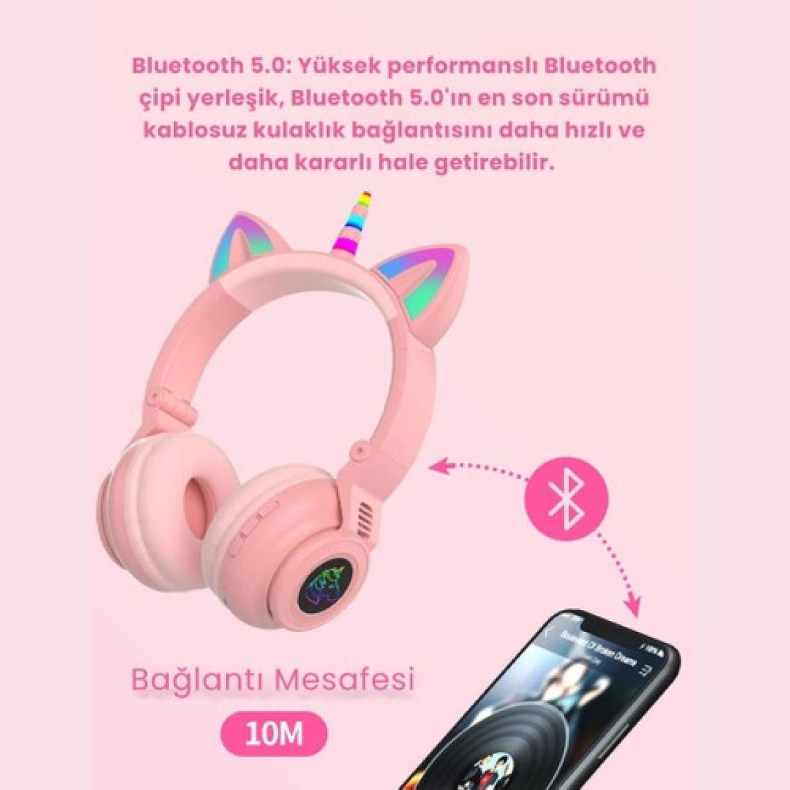 Polham Unicorn 94DB Güvenli Ses Limitli Yumuşak Kulak Pedli Bluetooth Kulaklık Çocuk Kulaklığı Uzun Şarjlı