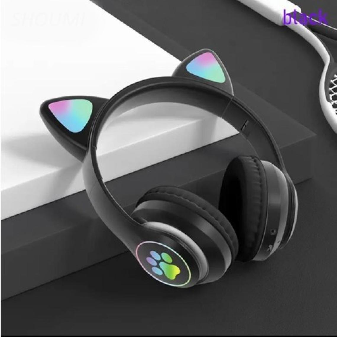 Mi7a Kedi Kulak Rgb LED Işıklı Kablosuz Bluetooth Kulaklık Mikronlu Hafıza Kartı Girişli Kedi Kulaklık