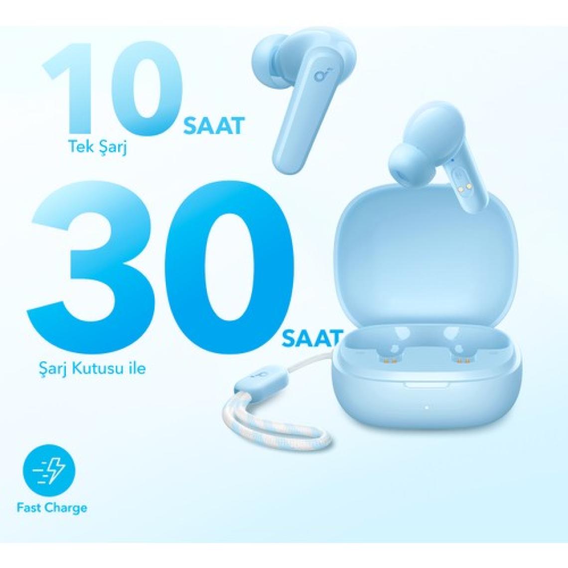 Anker Soundcore R50I Tws Bluetooth Kablosuz Kulaklık Açık Mavi - Ios ve Android Uyumlu - A3949 (Anker Türkiye Garantili)