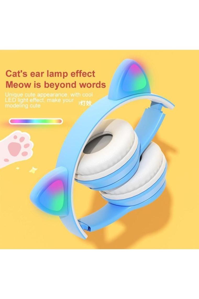 Torima P47M Sevimli Renkli Kedi Kulak Bluetooth Kulaklık Mor