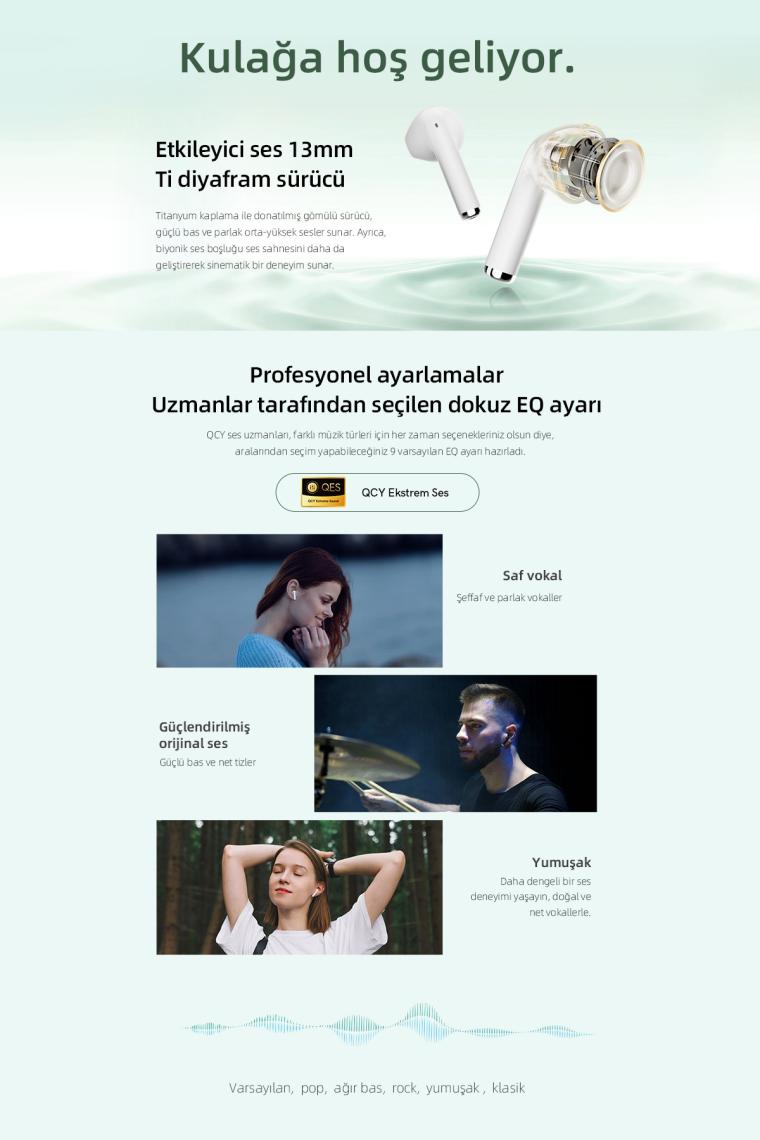 Qcy Ailybuds Lite Enc Gürültü Engelleme Bluetooth 5.3 Kablosuz kulaklık siyah
