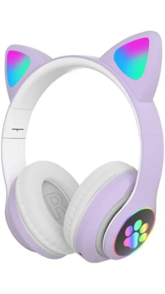 Ally 23M Kedi Kulak Kulaküstü Bluetooth 5.0 Kablosuz Kulaklık LED Işıklı