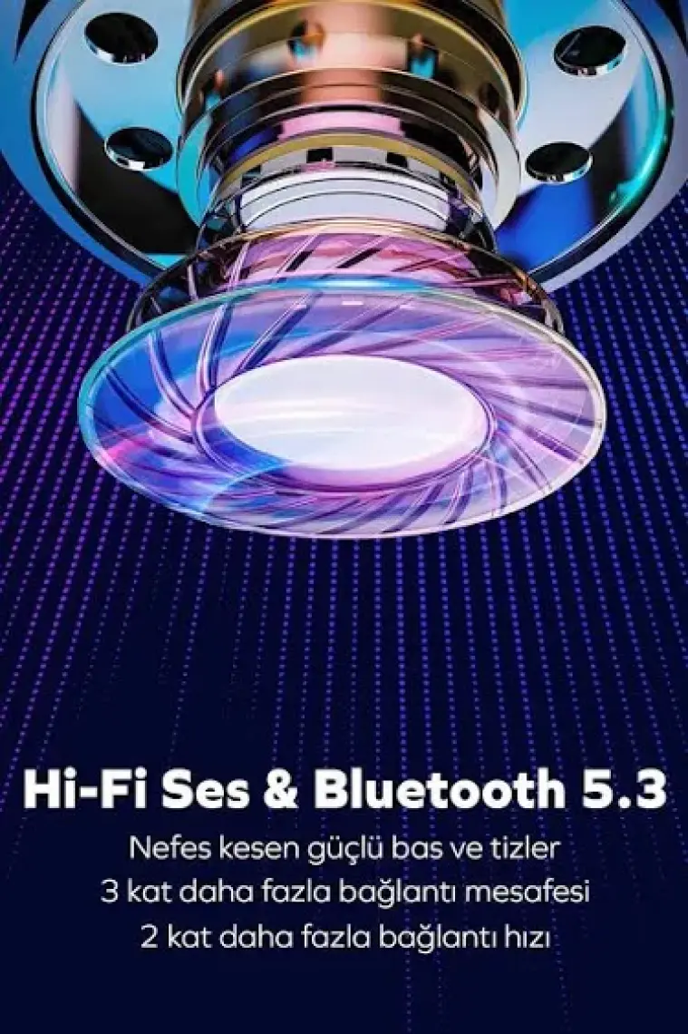 Woyax by Deji Pro LED Göstergeli Kablosuz Bluetooth Kulaklık, HiFi, HD 4 Mikrofon, ENC, Derin Bas