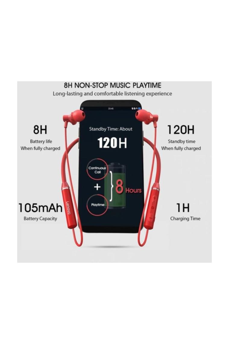 Lenovo HE05 Kırmızı Kulak İçi Bluetooth Kulaklık