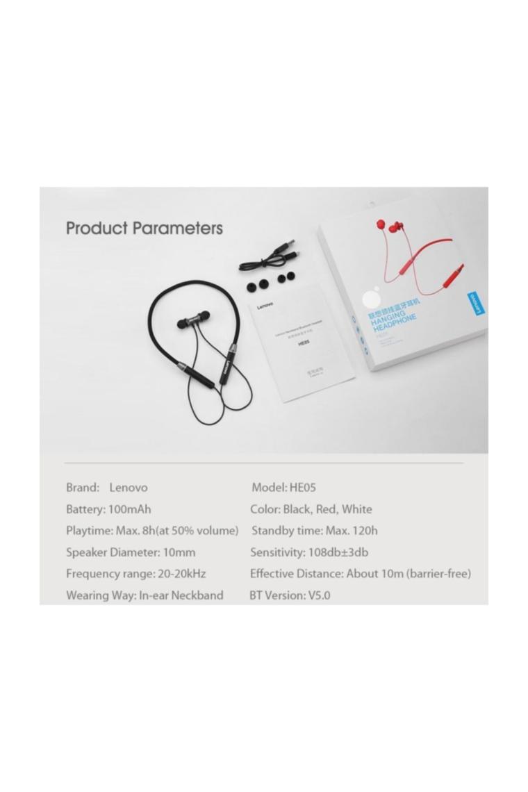 Lenovo HE05 Kırmızı Kulak İçi Bluetooth Kulaklık