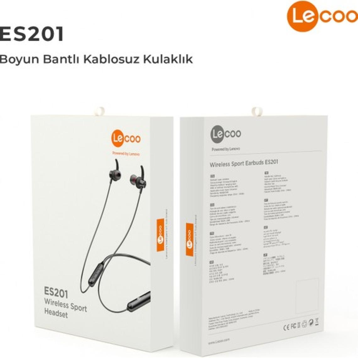 Lecoo ES201 Boyun Bantlı Bluetooth 5.0 Kablosuz Mikrofonlu Kulak İçi Kulaklık Siyah