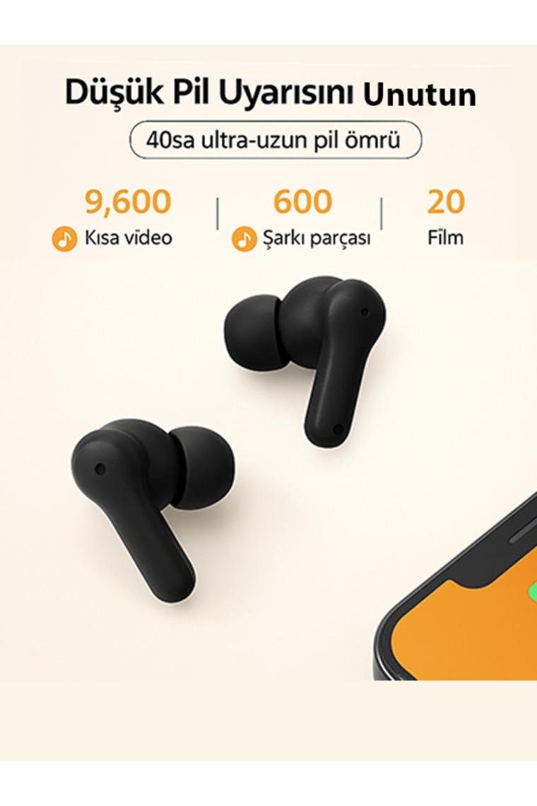Qcy T13 ANC 4 Mikrofon Bluetooth 5.3 Kablosuz Kulaklık Aktif Gürültü Engelleme Siyah
