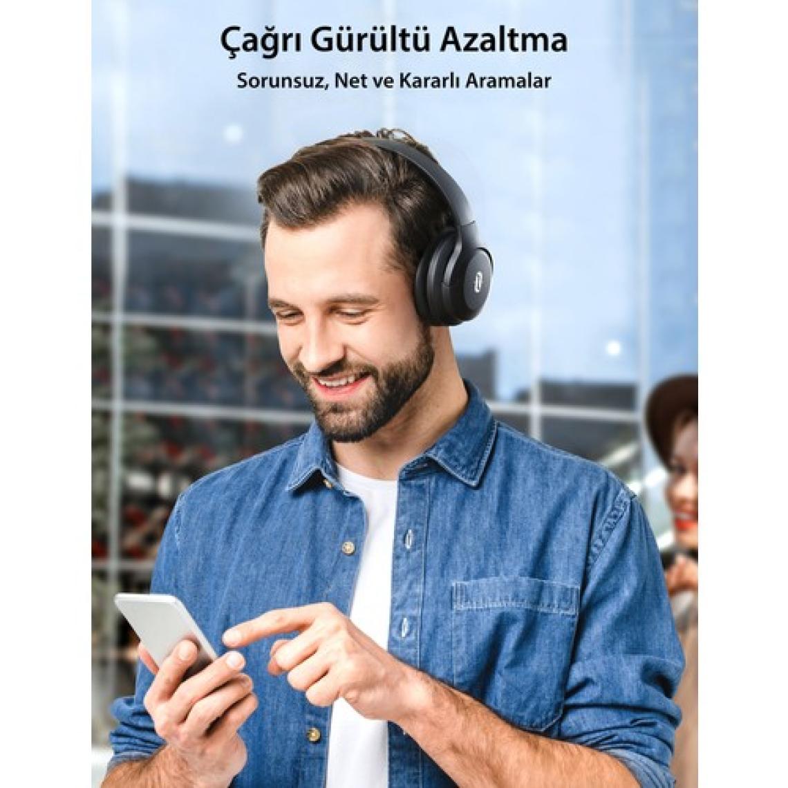 TaoTronics TT-BH1121 40 mm Sürücülü Kafaüstü Bluetooth Kulaklık 20 Saat Müzik BT 5.3 Çift Cihaz Desteği - Siyah