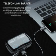 Powerbankli Bluetooth Kulaklık Şarj Göstergeli Kulak İçi Kablosuz Mikrofonlu Hi-Fi Kulaklık M10