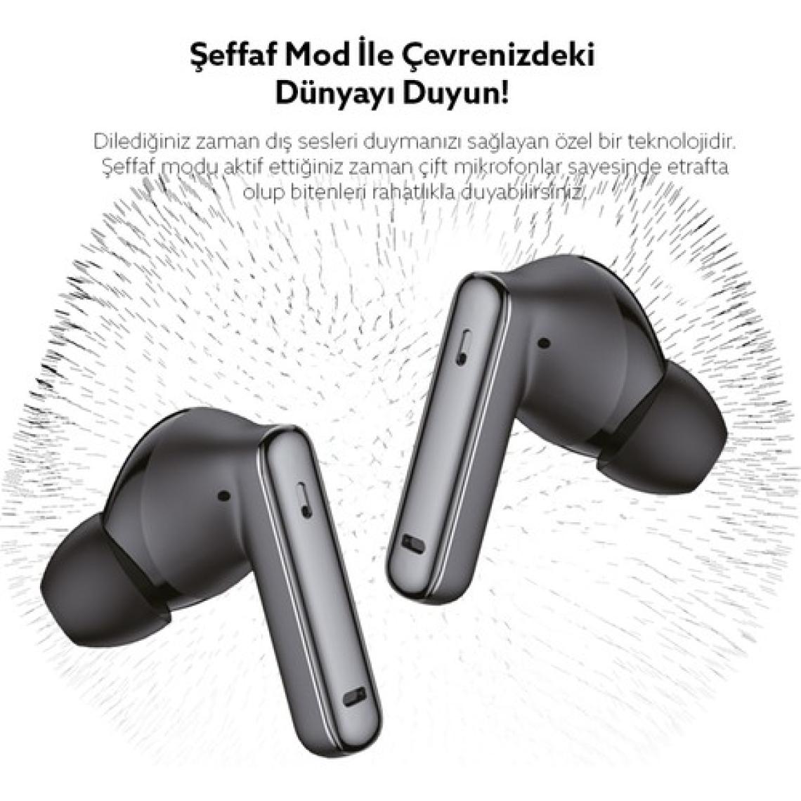 Rosstech Soundparty RS-300 Aktif Gürültü Önleyici Şeffaf Mod Bluetooth Mikrofonlu Kulaklık