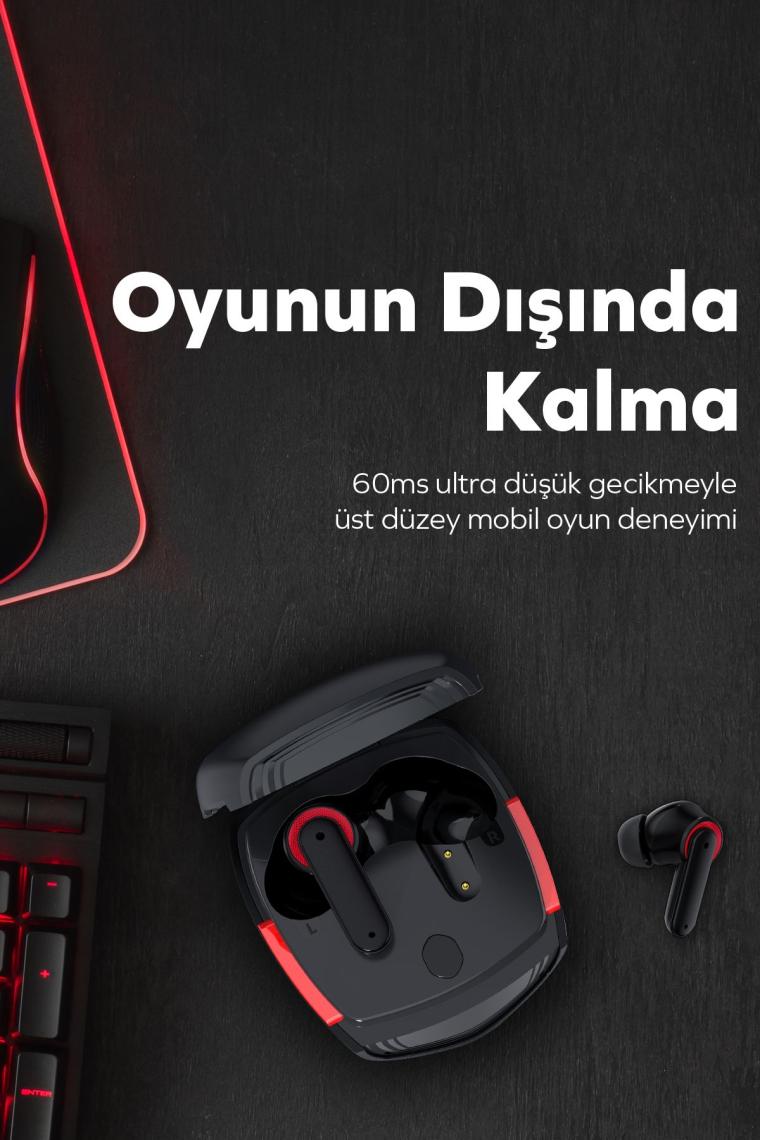 by Deji Gaming Kablosuz Bluetooth Oyuncu Kulaklık, 60 ms Gecikme, Çift Mod, HD 4 Mikrofon ENC