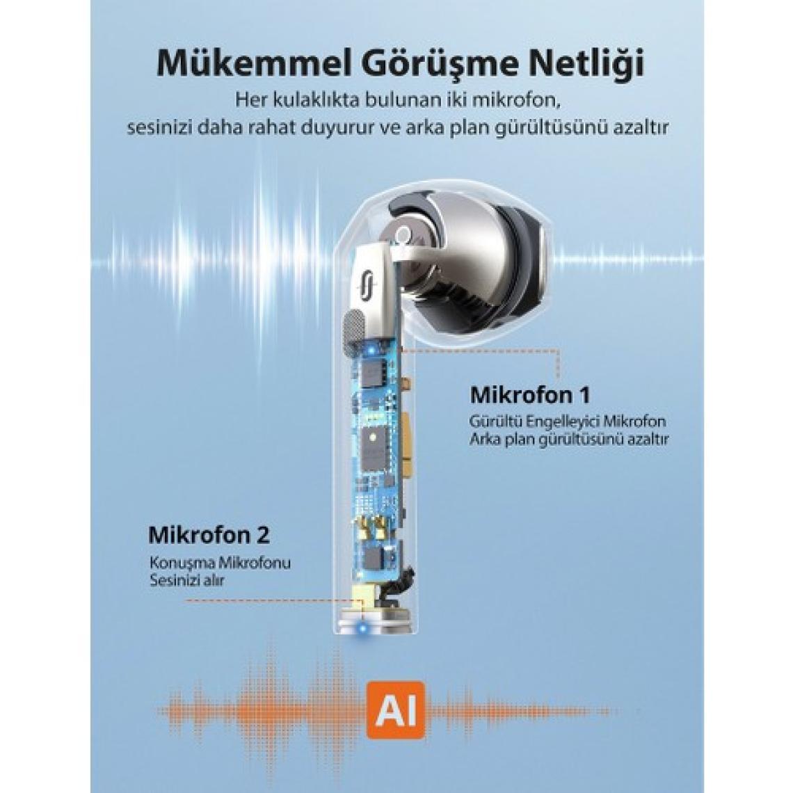 Taotronics Soundliberty A10 Dört Mikrofonlu Akıllı Sensörlü 13 mm Sürücülü Ipx8 Bt 5.2 Bluetooth Kulaklık
