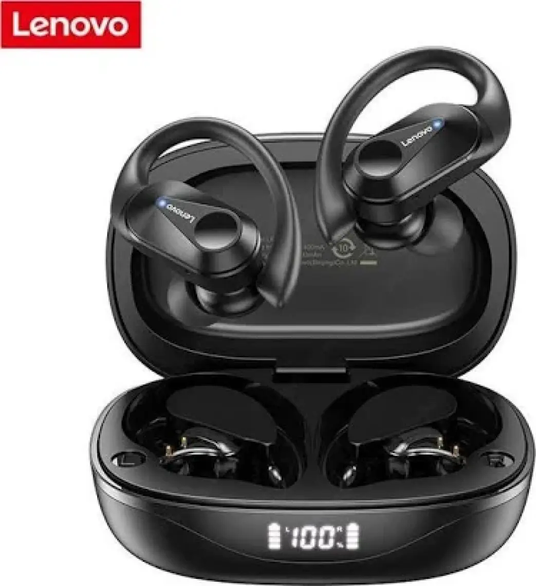 Lenovo Thinkplus LP75 Kablosuz Şarj Göstergeli Sporcu Bluetooth Kulaklık Siyah