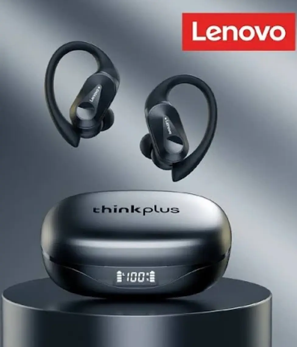 Lenovo Thinkplus LP75 Kablosuz Şarj Göstergeli Sporcu Bluetooth Kulaklık Siyah