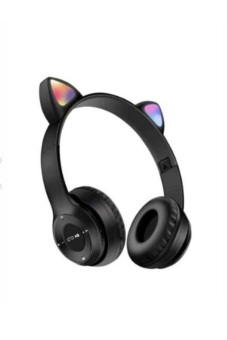 P47M Kedili Katlanabilir Kulak Üstü Kablosuz Bluetooth 5.0 Kulaklık Ledli Çocuk Kulaklık