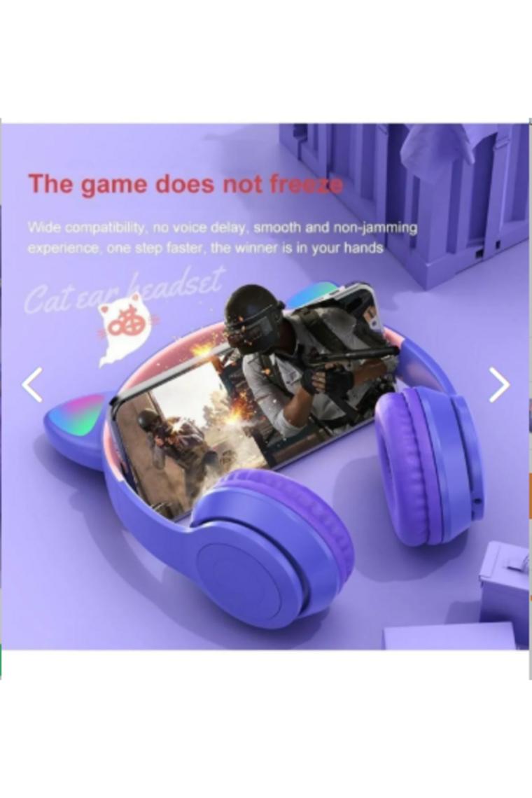 P47M Kedili Katlanabilir Kulak Üstü Kablosuz Bluetooth 5.0 Kulaklık Ledli Çocuk Kulaklık