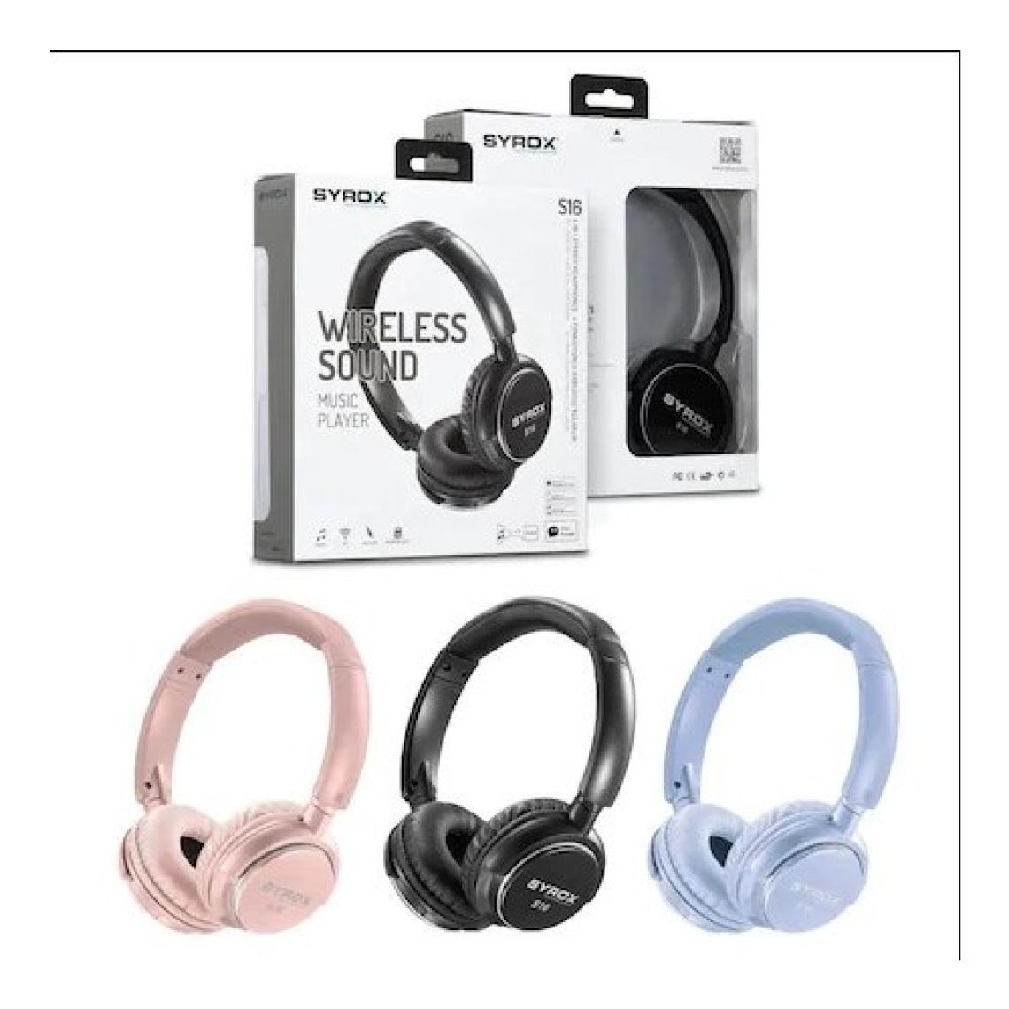 Syrox S16 Kulak Üstü Pembe Bluetooth Kulaklık