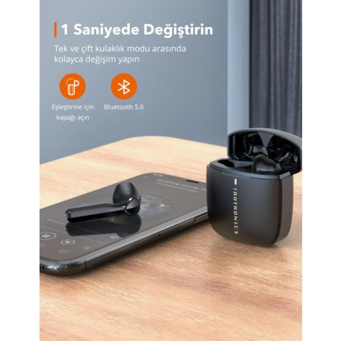 TaoTronics SoundLiberty 92 Hi-Fi Stereo Şarj Kılıflı IPX8 Ter/Su Dayanıklı Tek/Çift Kullanım Bluetooth Kulaklık 30 Saat Müzik