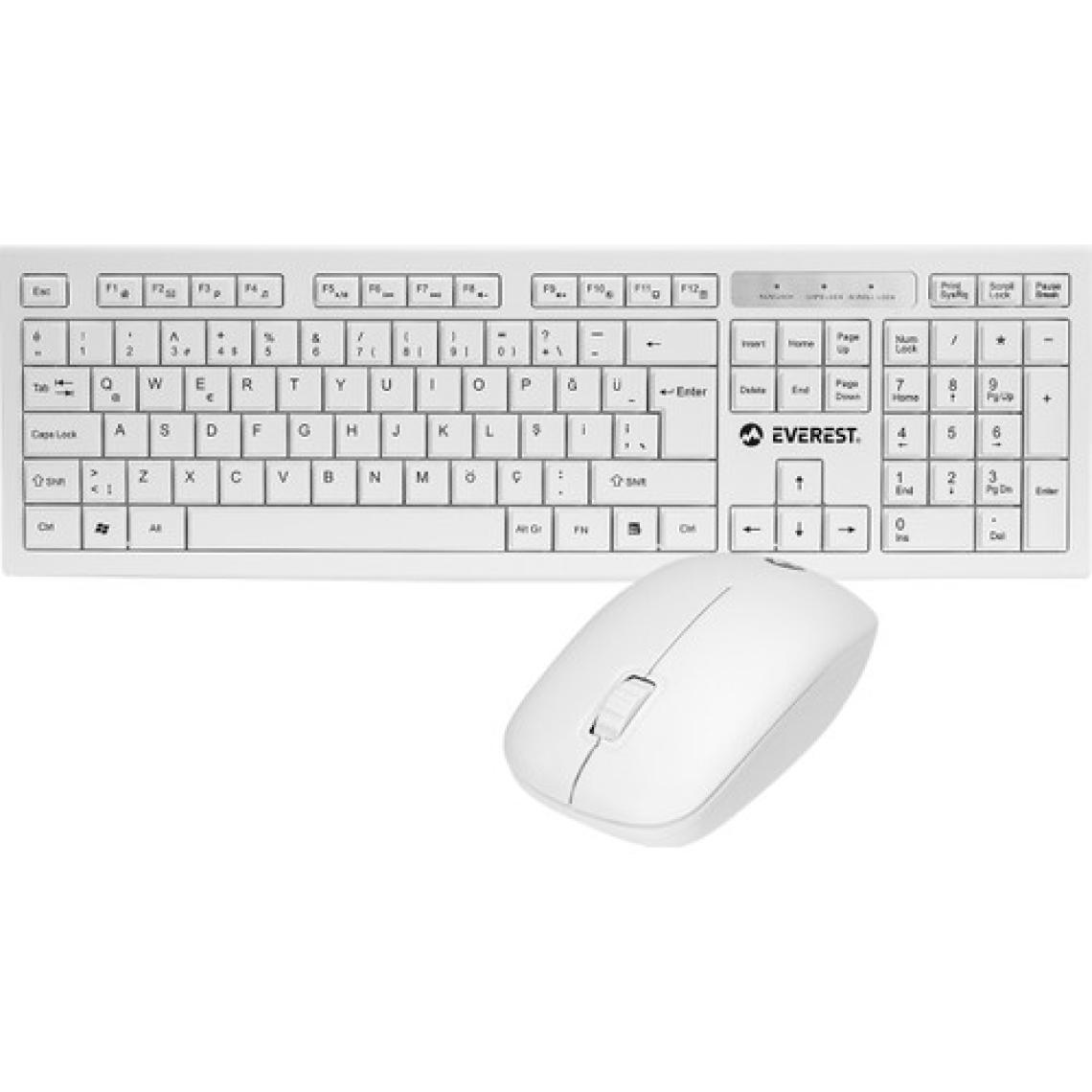 Everest KM-6121 Beyaz Kablosuz Q Slim Klavye + Mouse Set