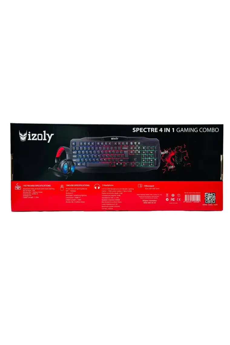 İzoly Spectre 4 In 1 Gaming Combo Klavye+Mouse+Kulaklık+Mousepad Seti
