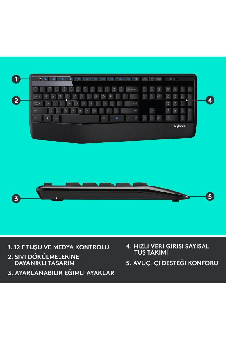 Mk345 Kablosuz Q Tr Multimedya Siyah Klavye Ve Mouse Seti - Siyah