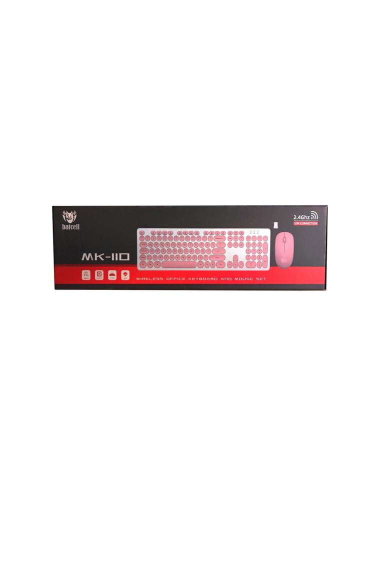 Batcell Kablosuz Klavye Mouse Seti Türkçe Q Klavye Sessiz Set Pembe