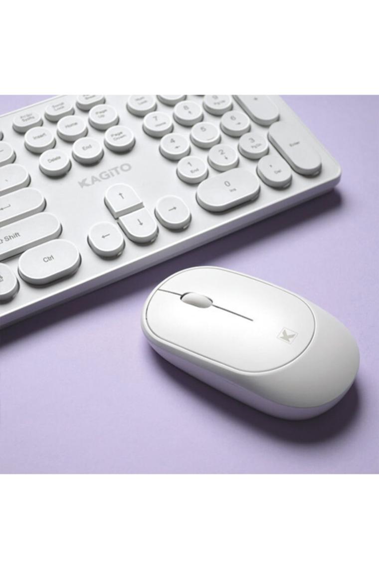 Retro Kablosuz Klavye & Mouse Set (white)