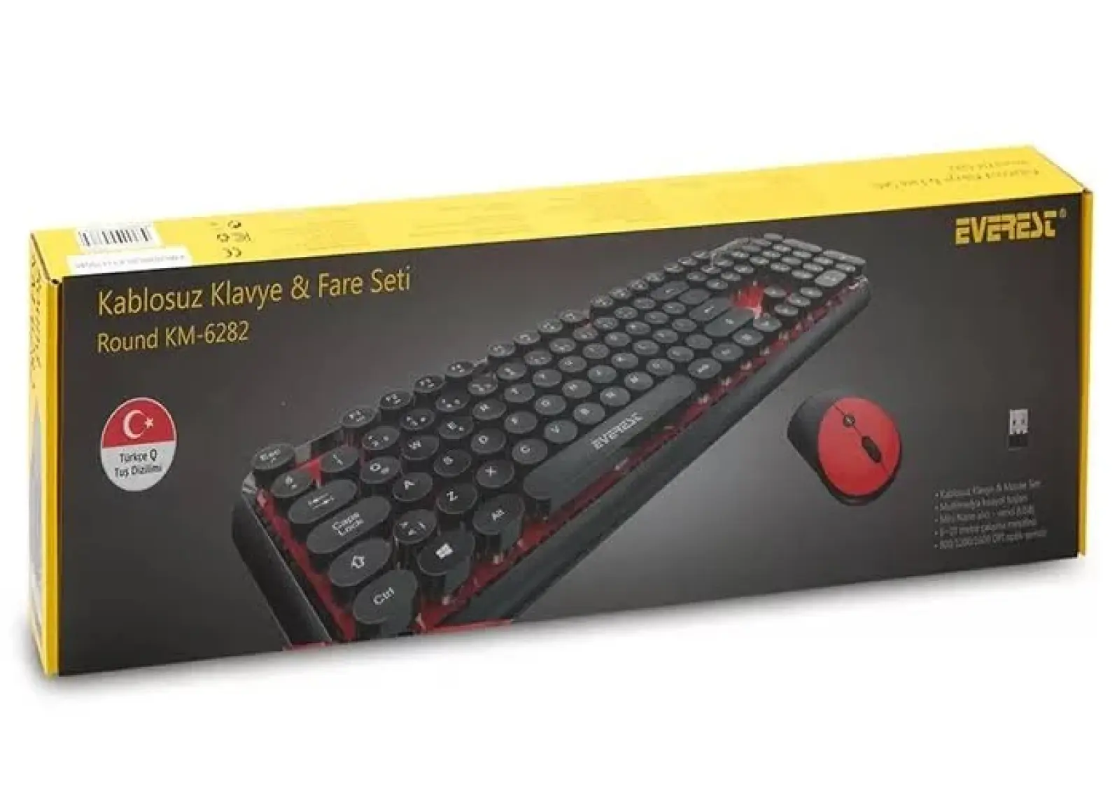 Everest Round KM-6282 Siyah/Kırmızı Kablosuz Q Multimedia Klavye + Mouse Set