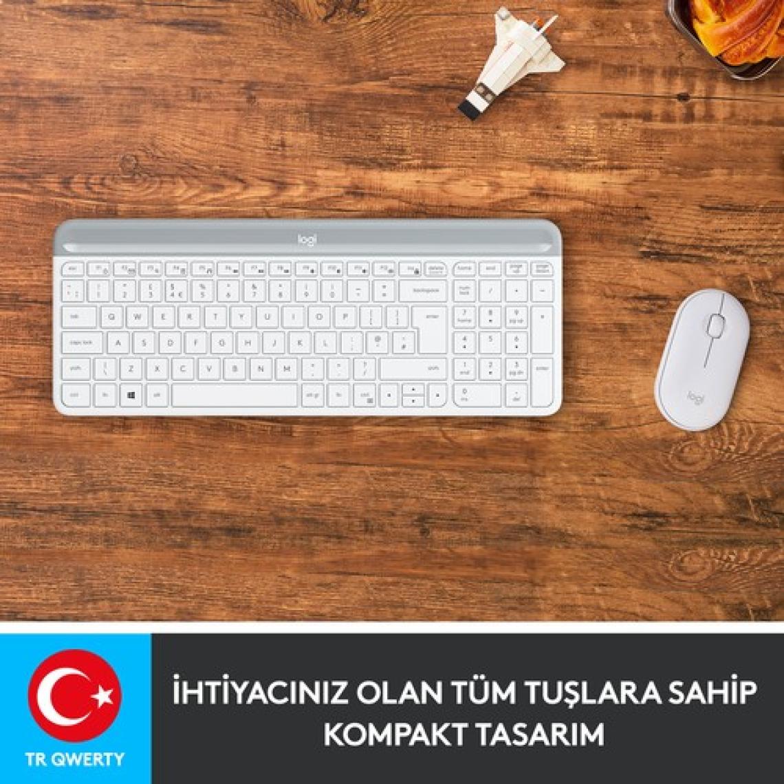 Logitech MK470 Beyaz Kablosuz Klavye Mouse Seti