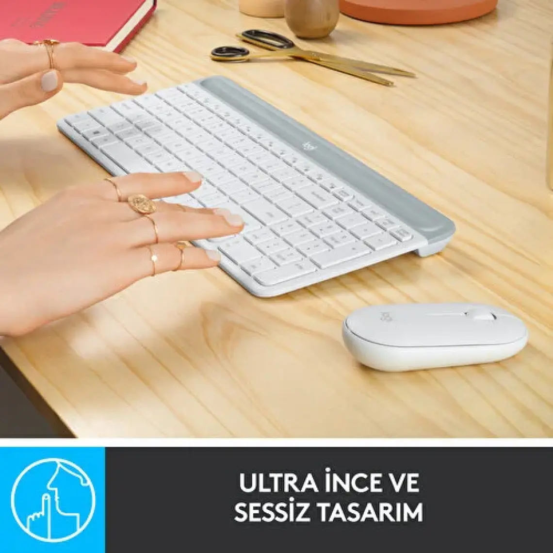 Logitech MK470 Beyaz Kablosuz Klavye Mouse Seti
