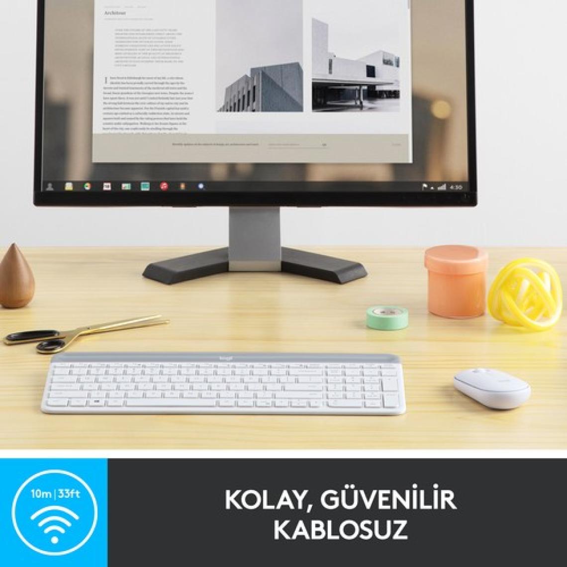 Logitech MK470 Beyaz Kablosuz Klavye Mouse Seti