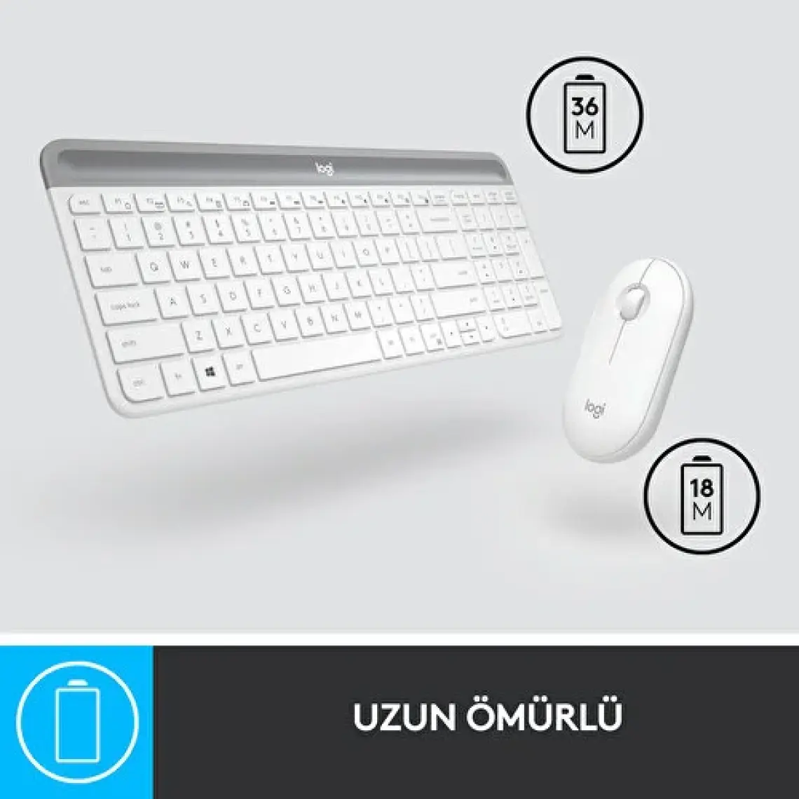 Logitech MK470 Beyaz Kablosuz Klavye Mouse Seti