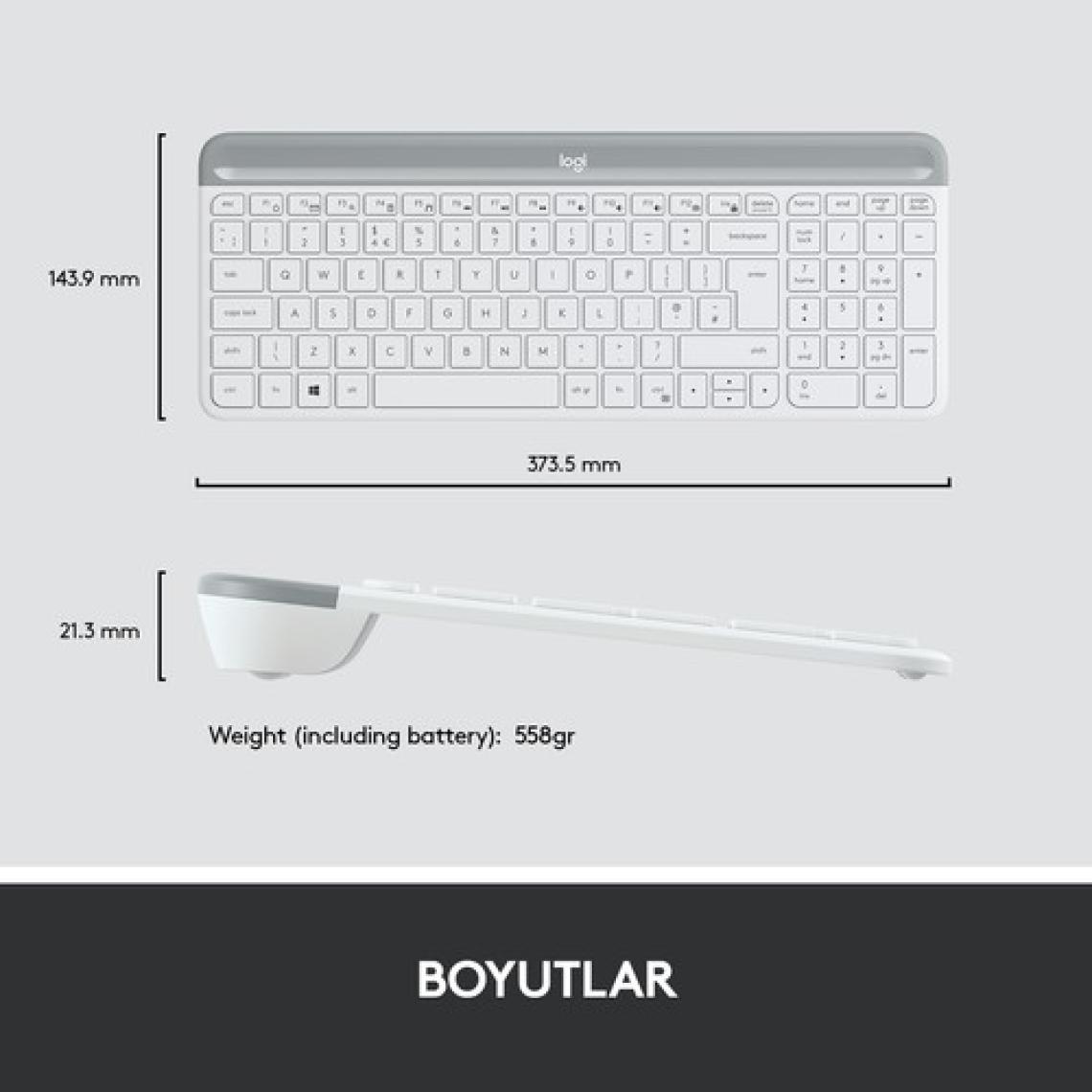 Logitech MK470 Beyaz Kablosuz Klavye Mouse Seti