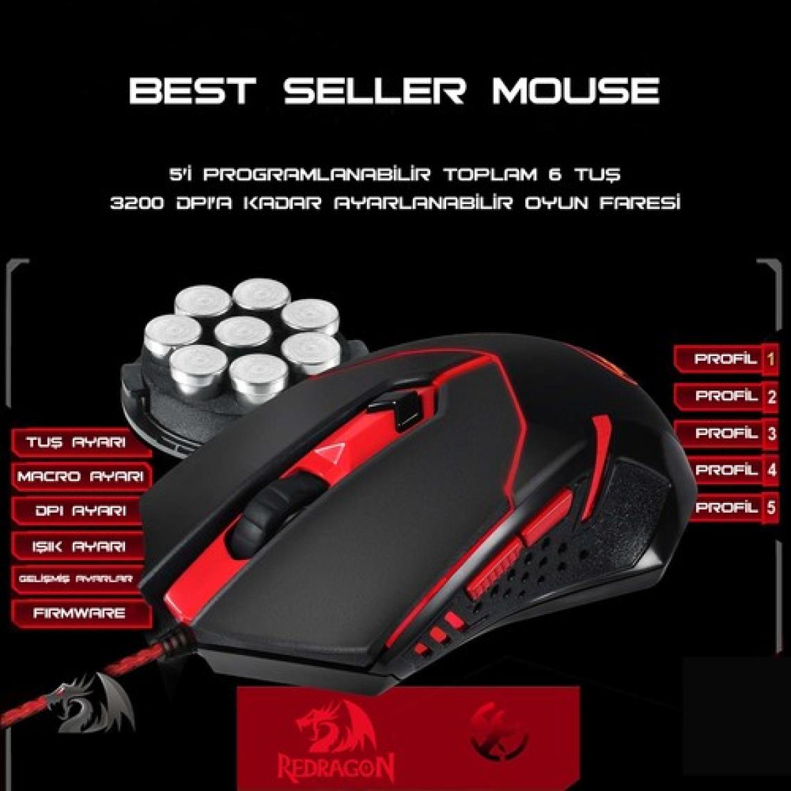 Redragon S101-3 Kablolu Türkçe Q Rgb Oyuncu Klavyesi ve Arkadan Aydınlatmalı Kırmızı Mouse / Oyuncu Klavye Mouse Seti Siyah Redragon S101-3