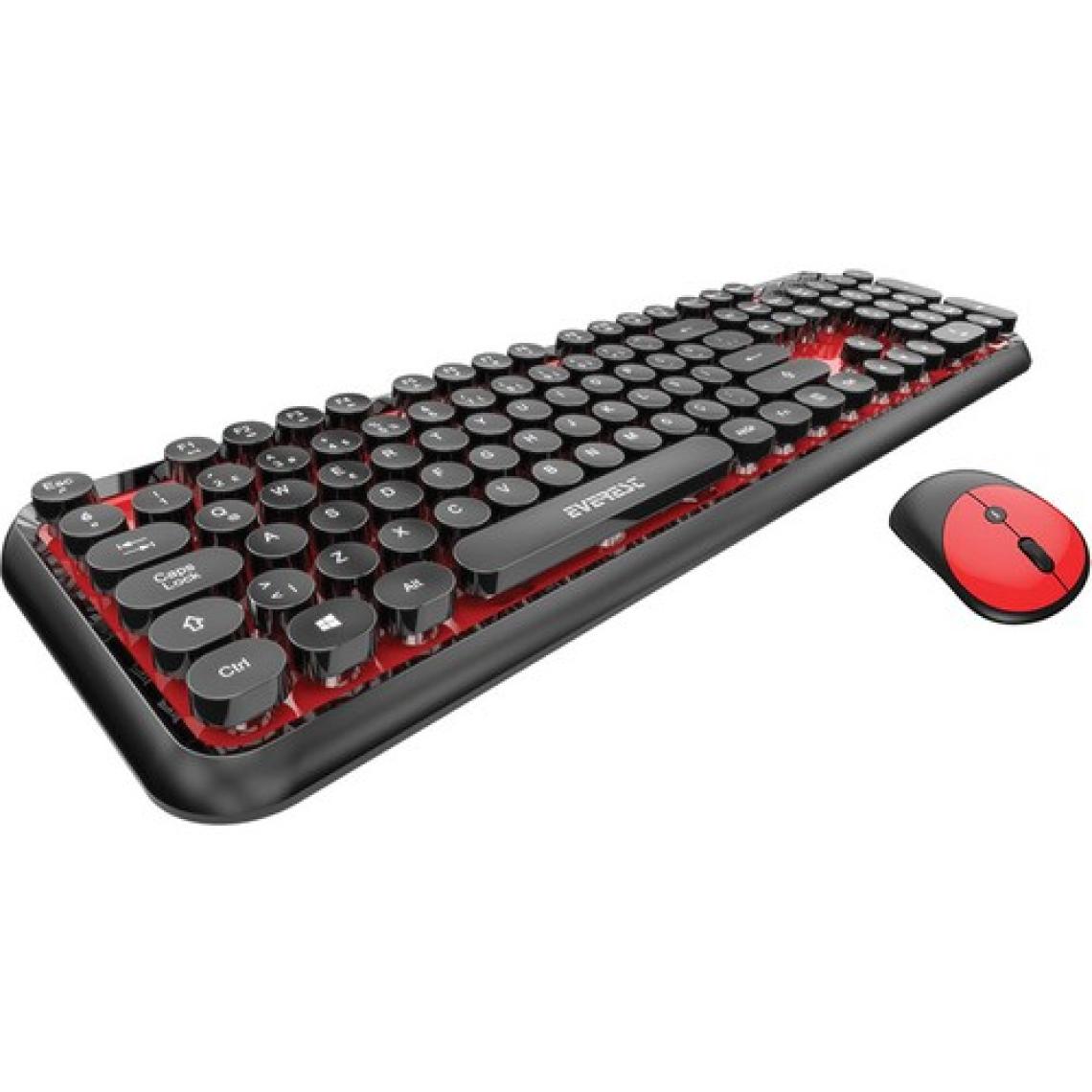 Everest Round KM-6282 Siyah/Kırmızı Kablosuz Q Multimedia Klavye + Mouse Set