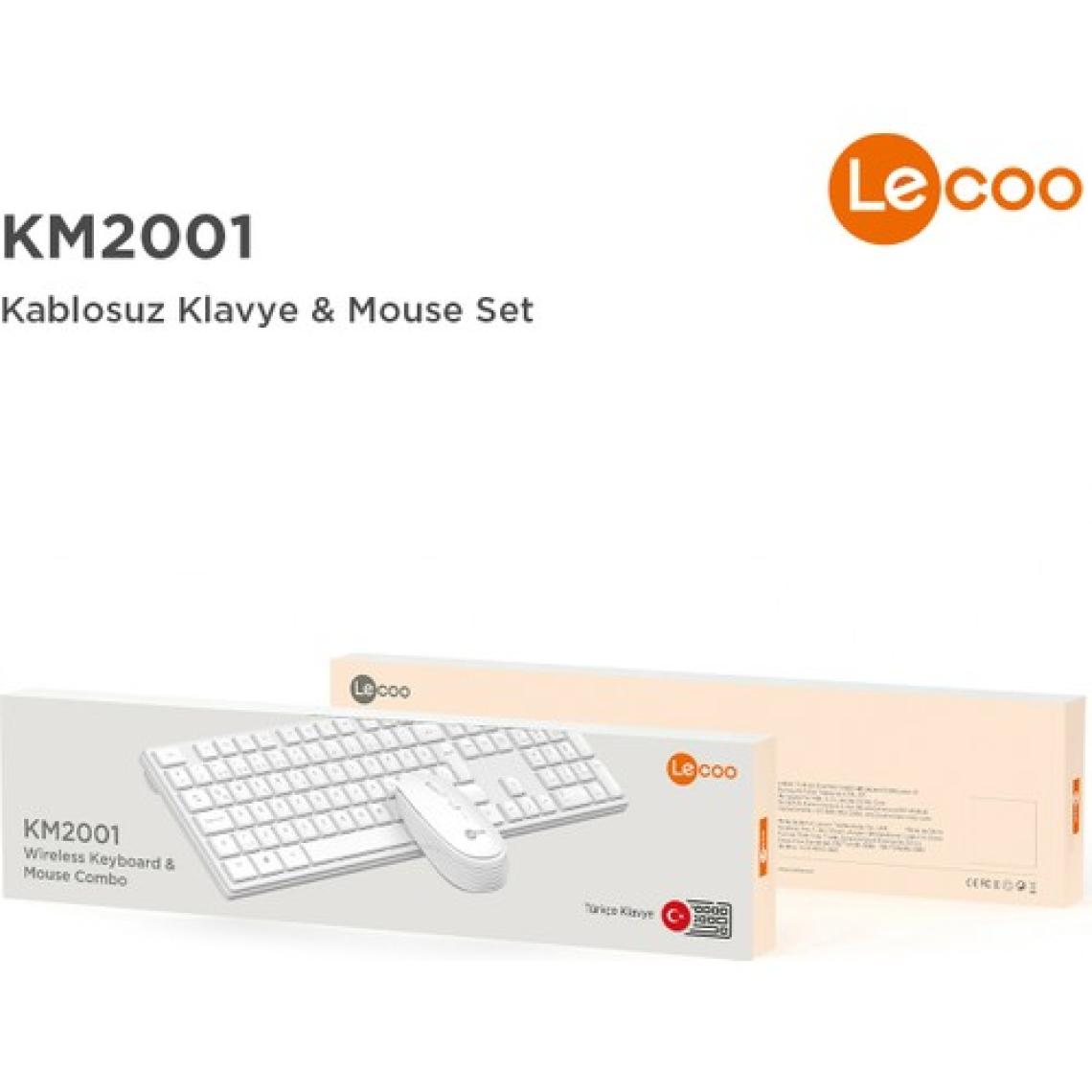 Lecoo KM2001 Kablosuz Türkçe Q Klavye & Mouse Set Beyaz