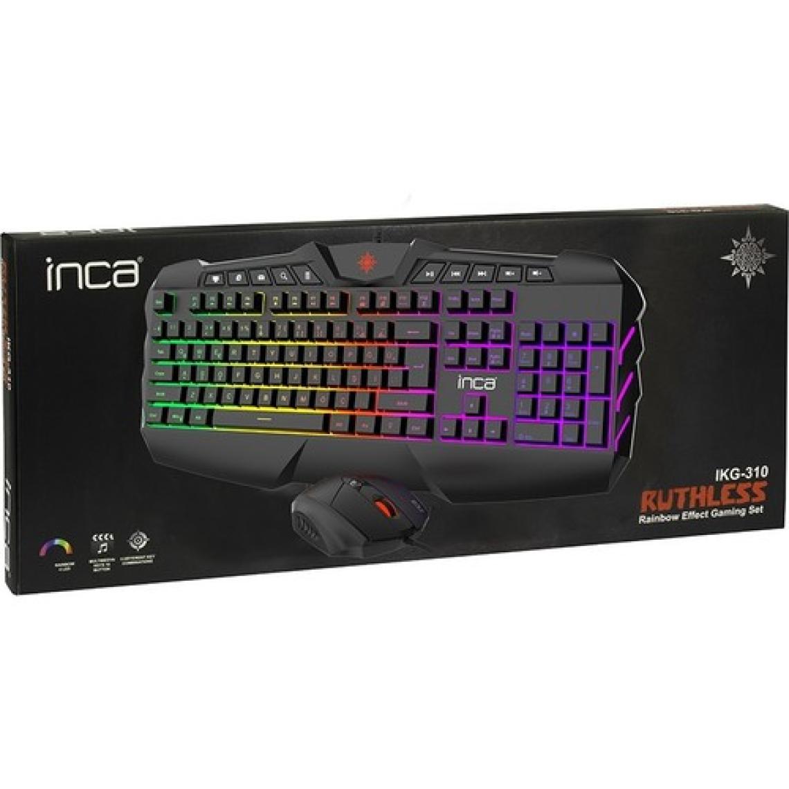 Inca Ruthless IKG-310 Rainbow Effect Oyuncu Gaming Klavye + Mouse Seti