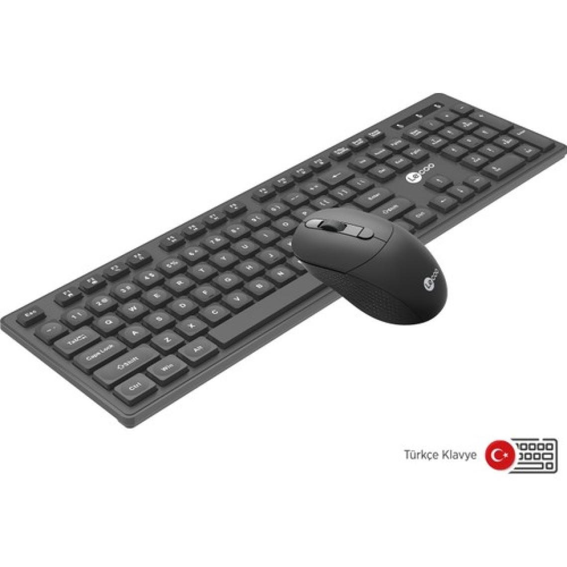 Lenovo Lecoo KW201 Siyah Kablosuz Klavye Mouse Seti