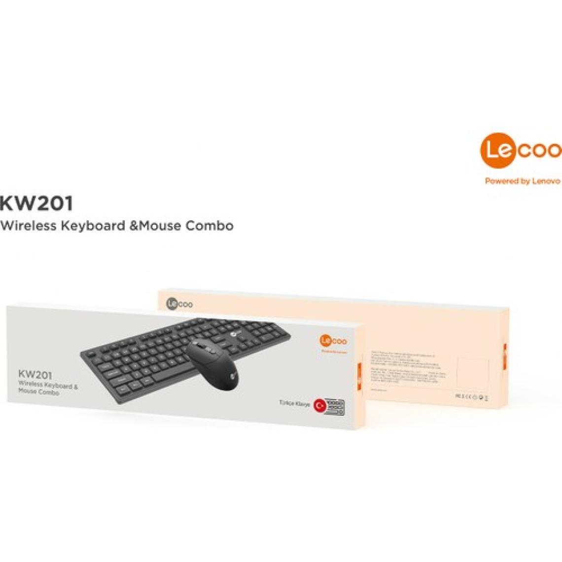 Lenovo Lecoo KW201 Siyah Kablosuz Klavye Mouse Seti