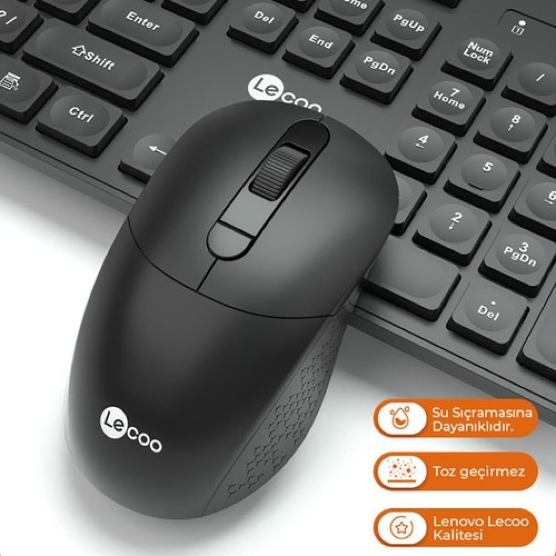 Lenovo Lecoo KW201 Siyah Kablosuz Klavye Mouse Seti